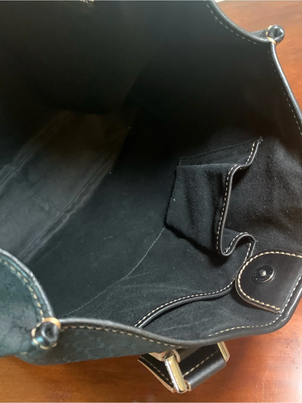 Celine Macadam Tote Handbag Black Canvas Leather